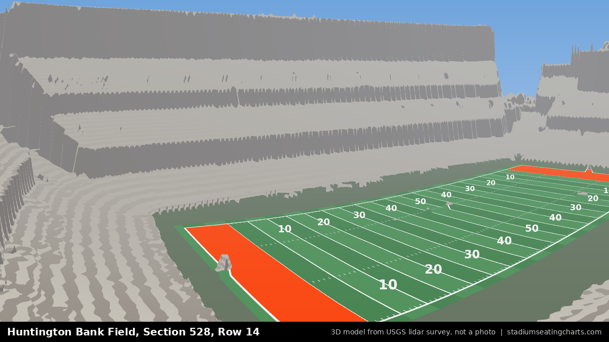 View from Huntington Bank Field Section 528, Row 14, looking toward the field
