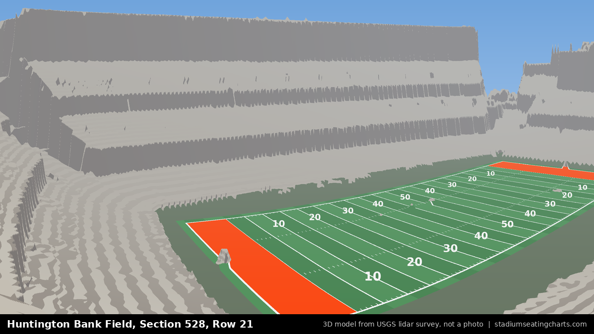View from Huntington Bank Field Section 528, Row 21, looking toward the field