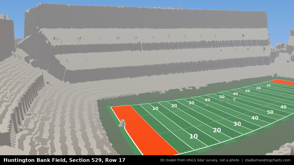View from Huntington Bank Field Section 529, Row 17, looking toward the field