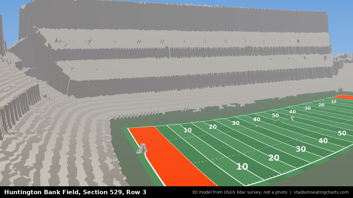 View from Huntington Bank Field Section 529, Row 3, looking toward the field