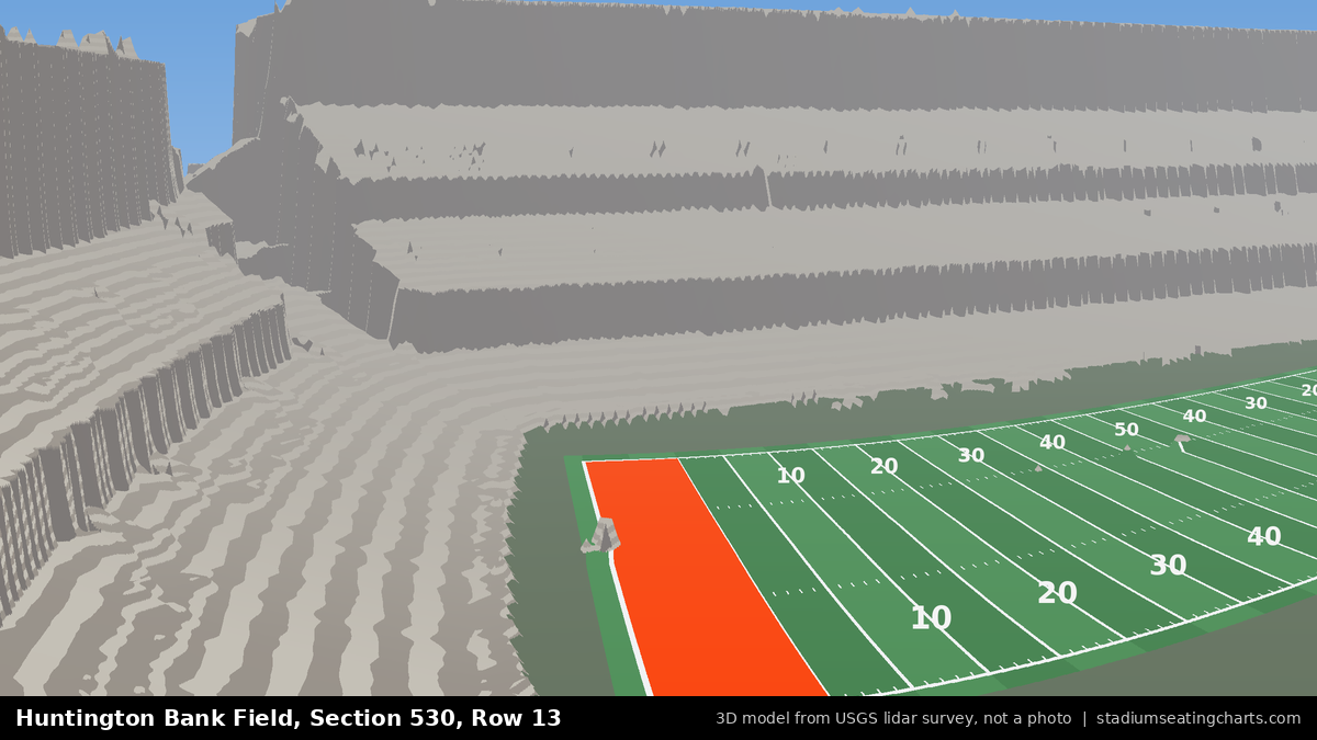 View from Huntington Bank Field Section 530, Row 13, looking toward the field