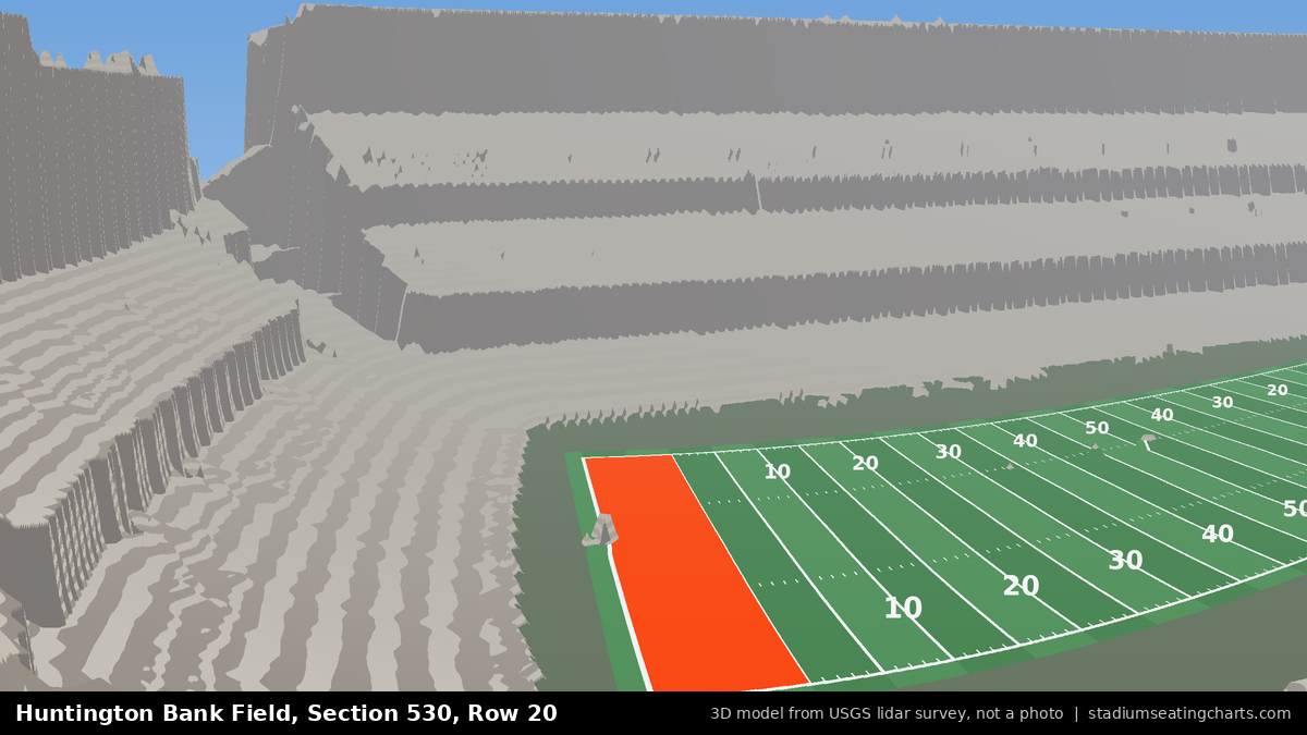 View from Huntington Bank Field Section 530, Row 20, looking toward the field