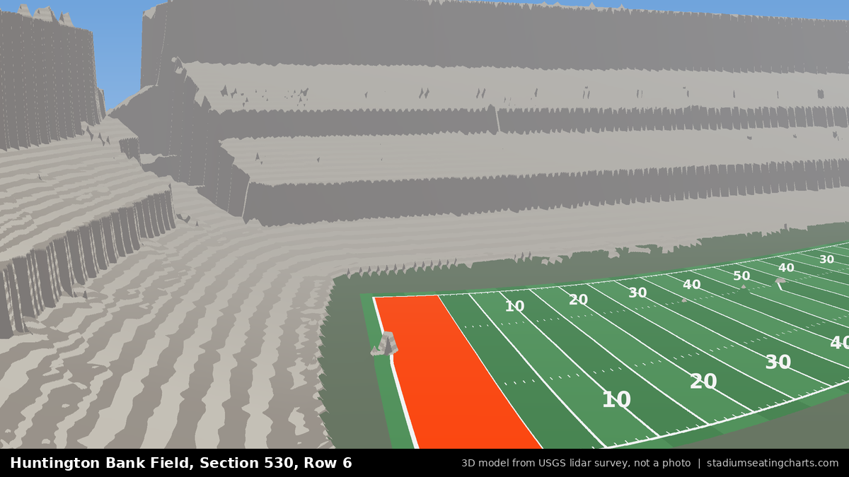 View from Huntington Bank Field Section 530, Row 6, looking toward the field