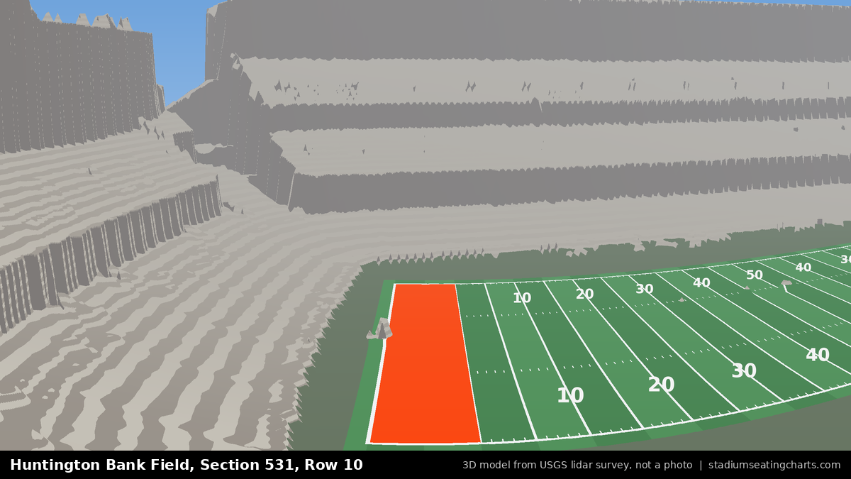 View from Huntington Bank Field Section 531, Row 10, looking toward the field