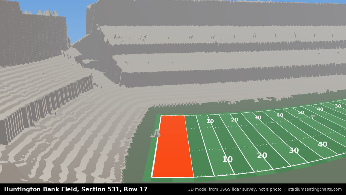View from Huntington Bank Field Section 531, Row 17, looking toward the field