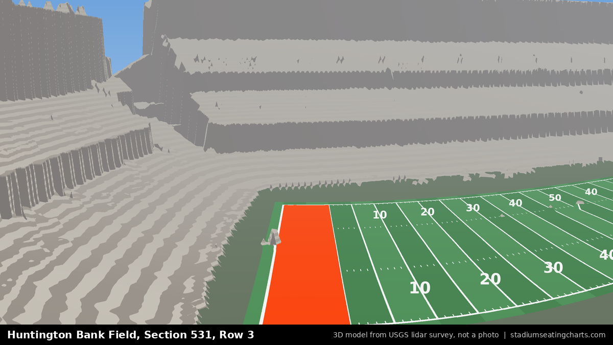 View from Huntington Bank Field Section 531, Row 3, looking toward the field