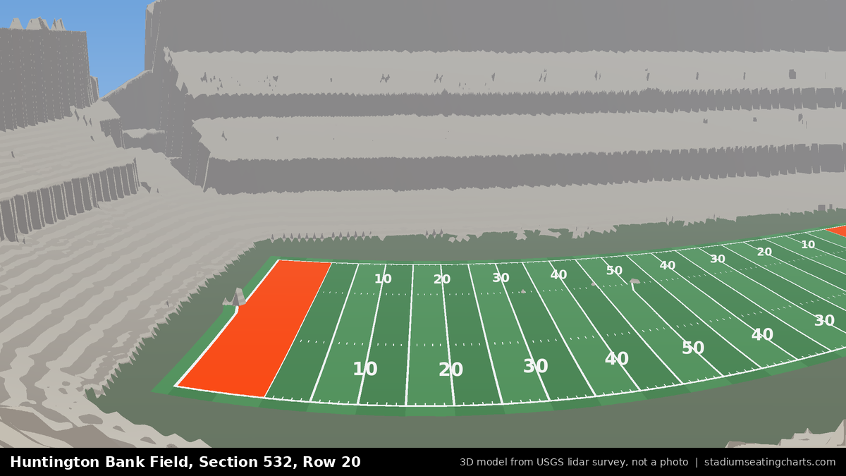 View from Huntington Bank Field Section 532, Row 20, looking toward the field