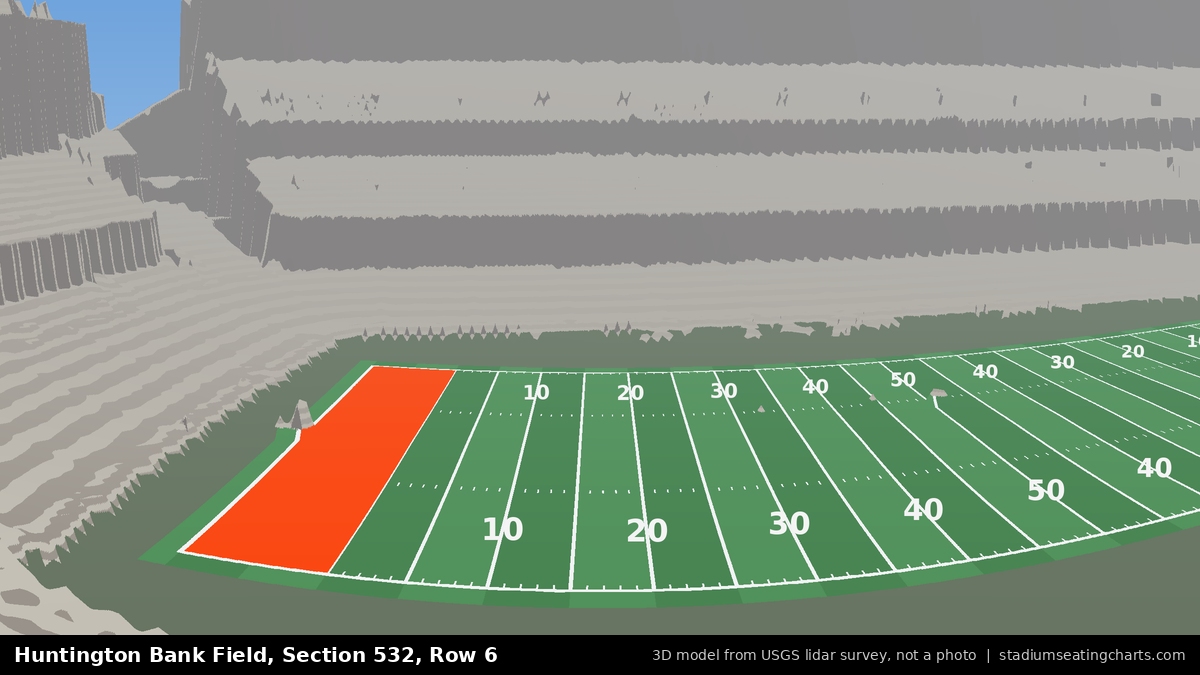 View from Huntington Bank Field Section 532, Row 6, looking toward the field
