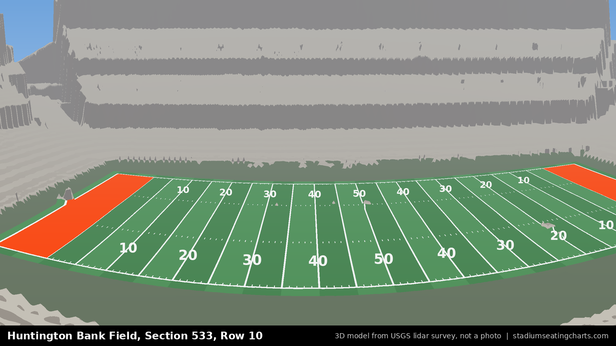 View from Huntington Bank Field Section 533, Row 10, looking toward the field