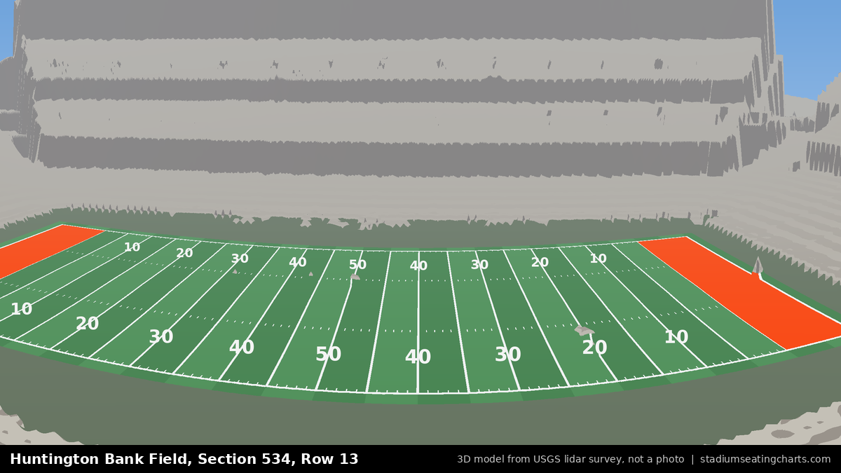 View from Huntington Bank Field Section 534, Row 13, looking toward the field