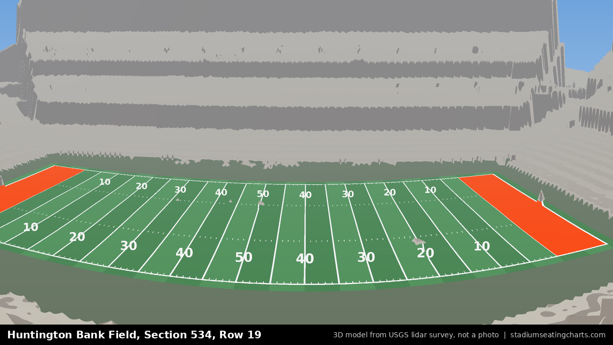 View from Huntington Bank Field Section 534, Row 19, looking toward the field