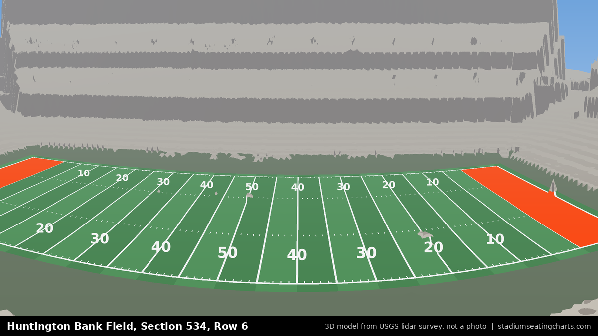View from Huntington Bank Field Section 534, Row 6, looking toward the field