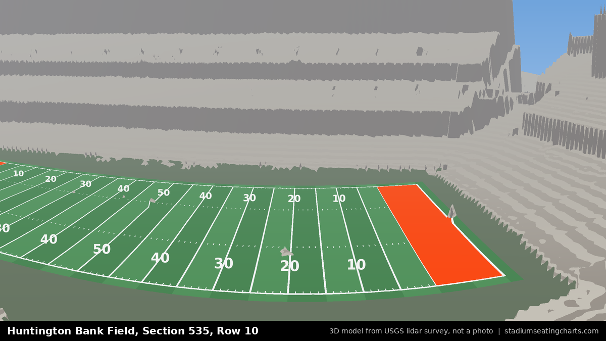 View from Huntington Bank Field Section 535, Row 10, looking toward the field