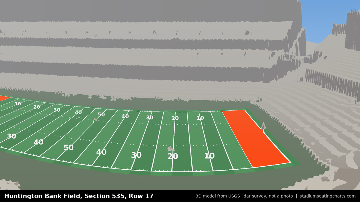View from Huntington Bank Field Section 535, Row 17, looking toward the field