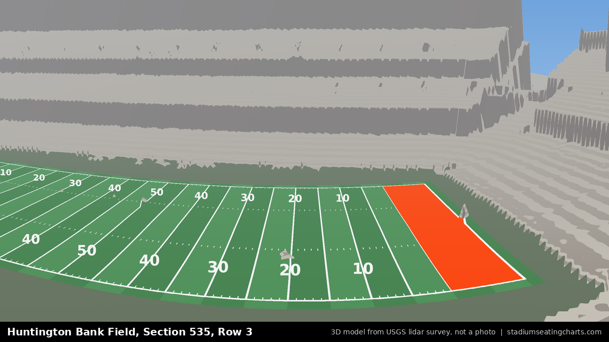 View from Huntington Bank Field Section 535, Row 3, looking toward the field