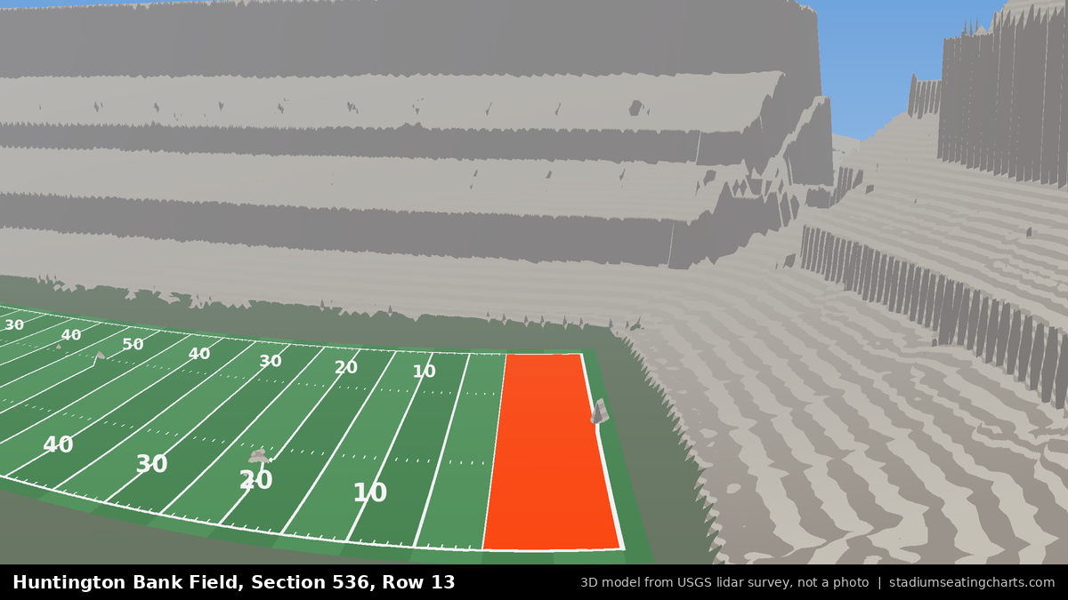 View from Huntington Bank Field Section 536, Row 13, looking toward the field