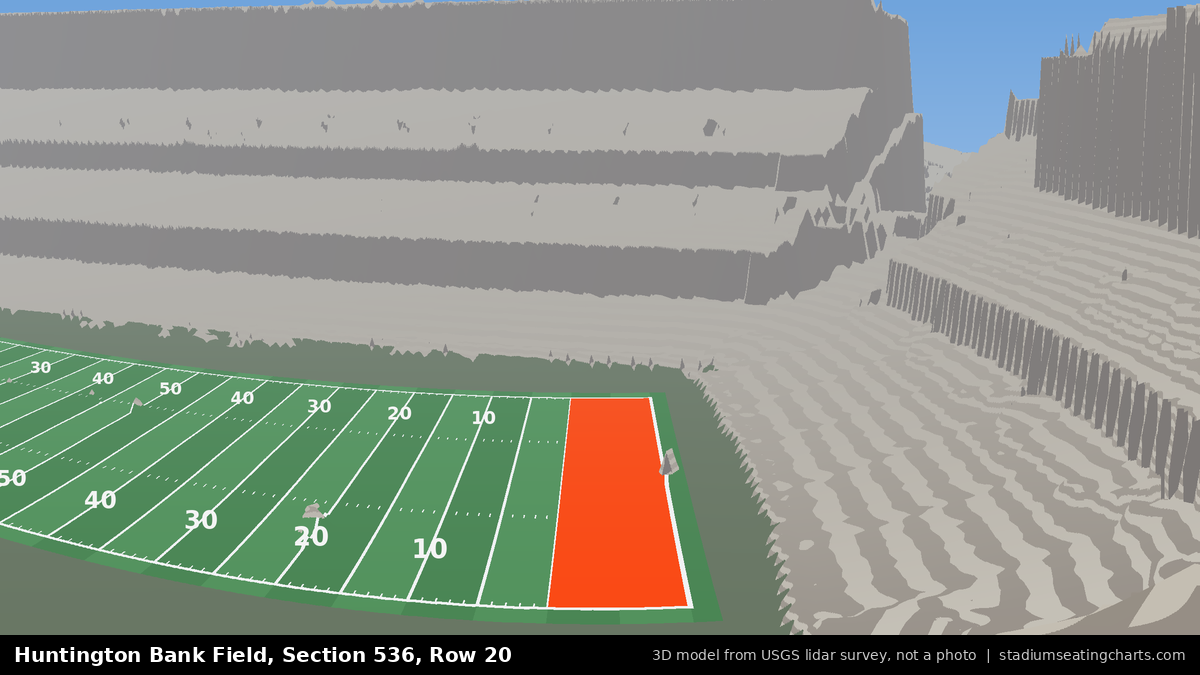 View from Huntington Bank Field Section 536, Row 20, looking toward the field