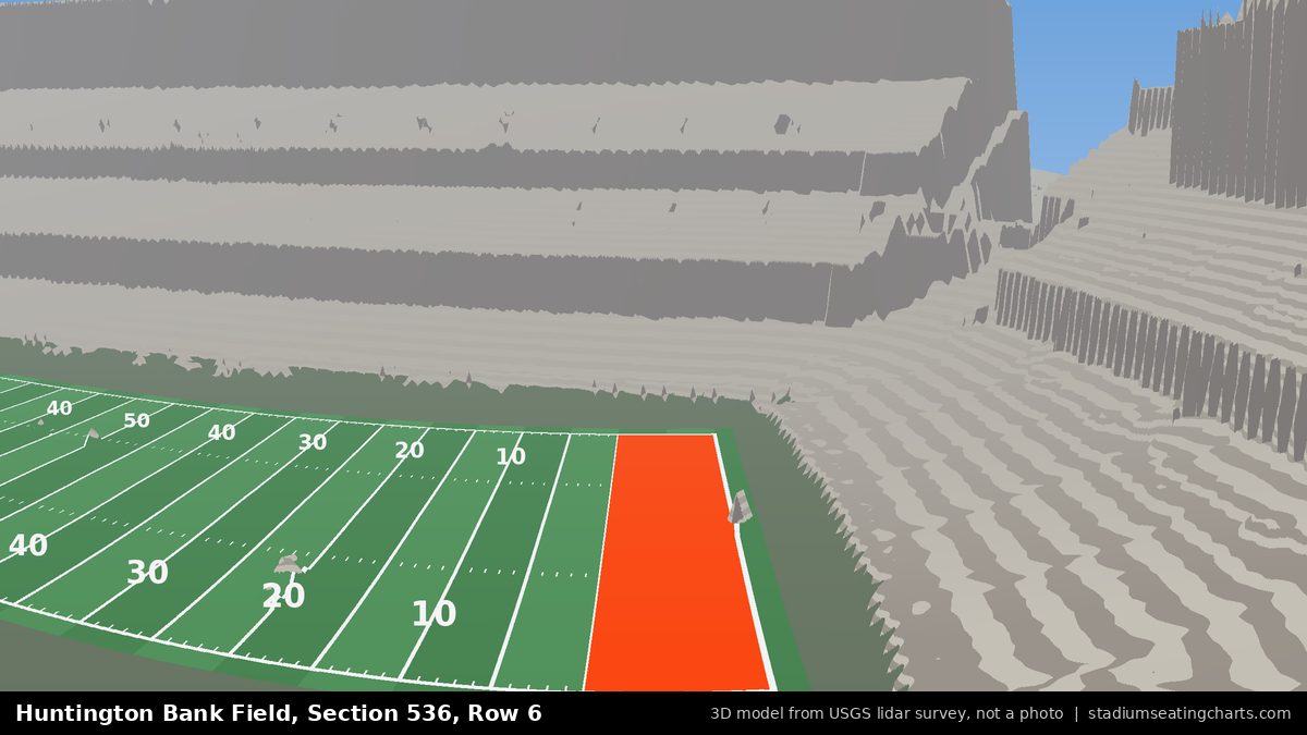 View from Huntington Bank Field Section 536, Row 6, looking toward the field
