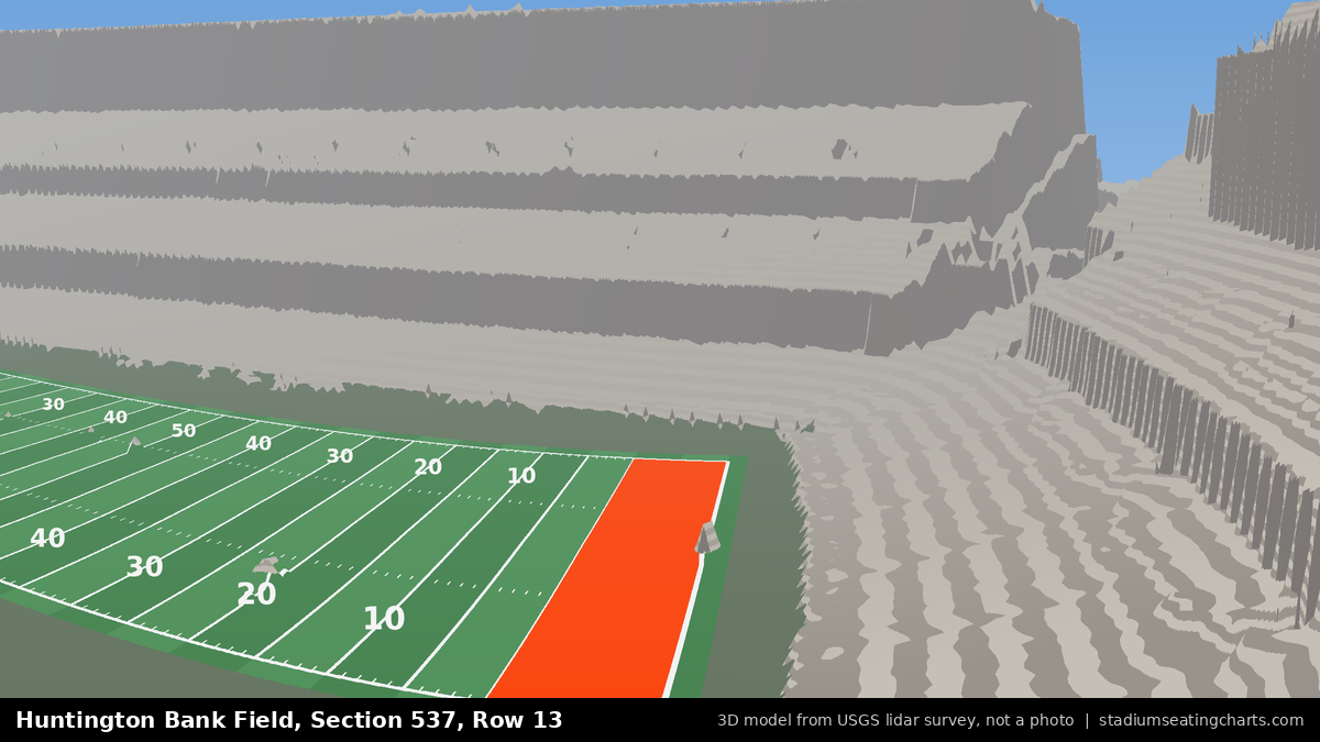View from Huntington Bank Field Section 537, Row 13, looking toward the field
