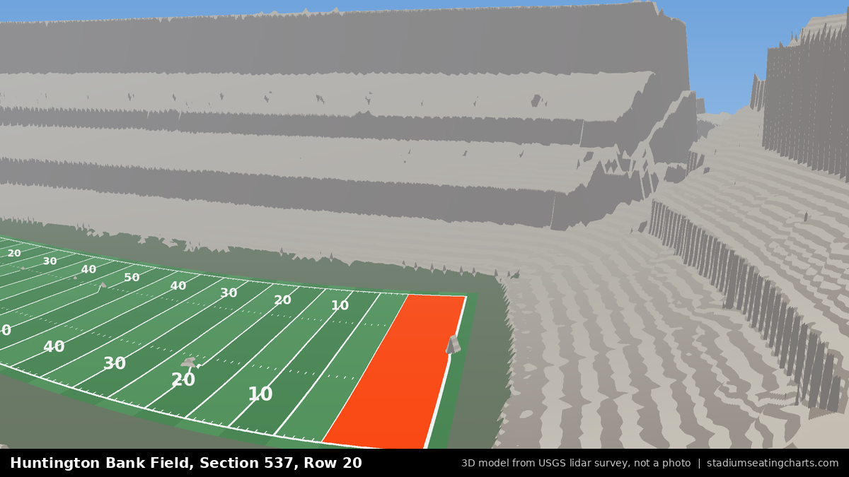View from Huntington Bank Field Section 537, Row 20, looking toward the field
