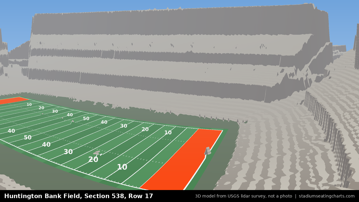 View from Huntington Bank Field Section 538, Row 17, looking toward the field