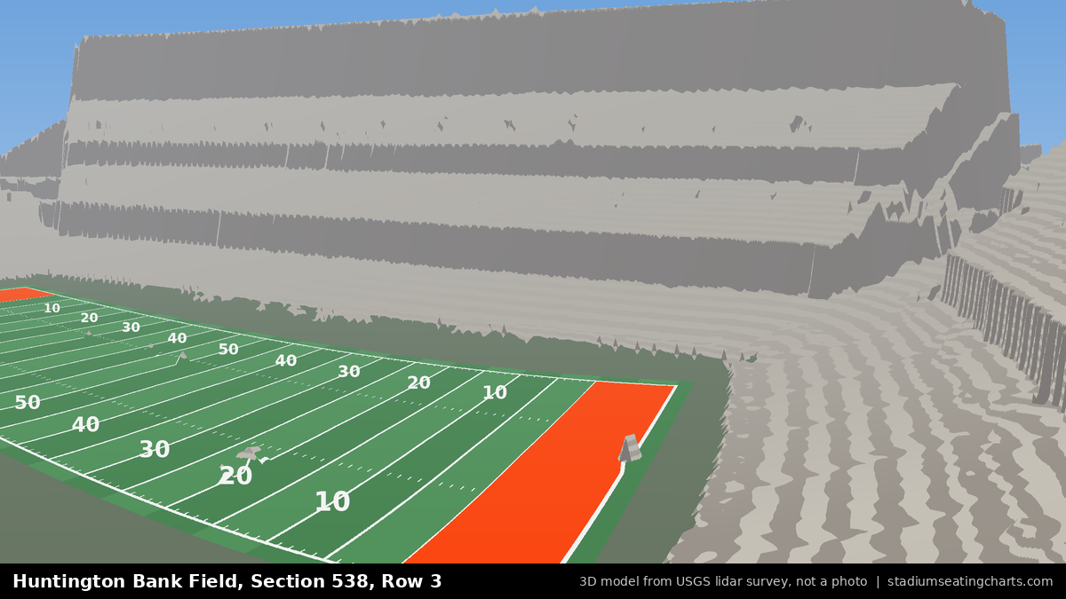 View from Huntington Bank Field Section 538, Row 3, looking toward the field