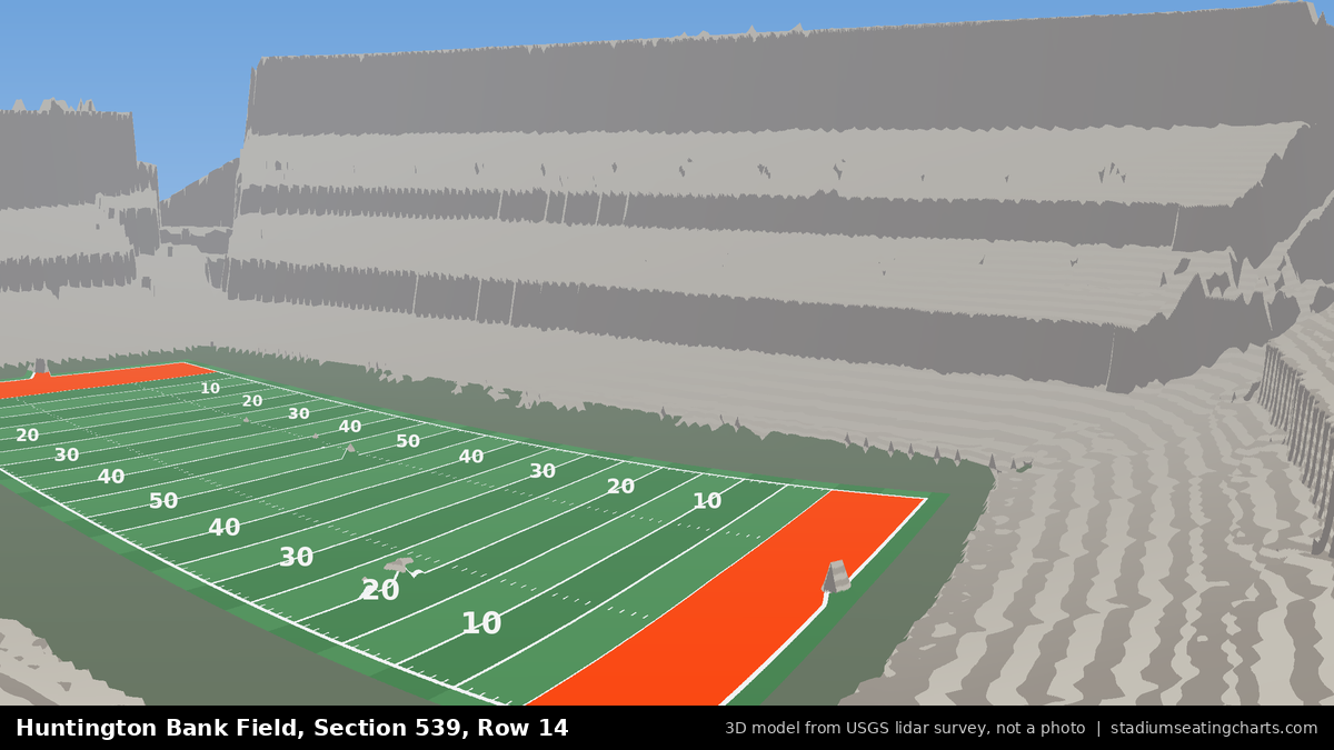 View from Huntington Bank Field Section 539, Row 14, looking toward the field
