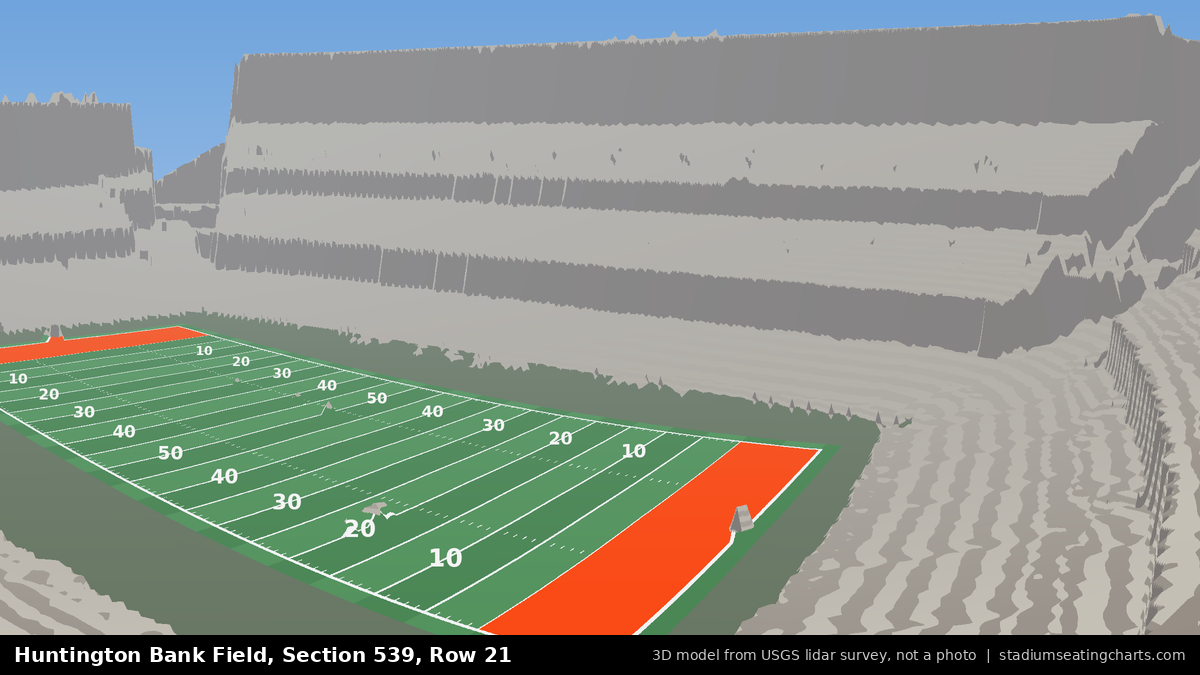 View from Huntington Bank Field Section 539, Row 21, looking toward the field