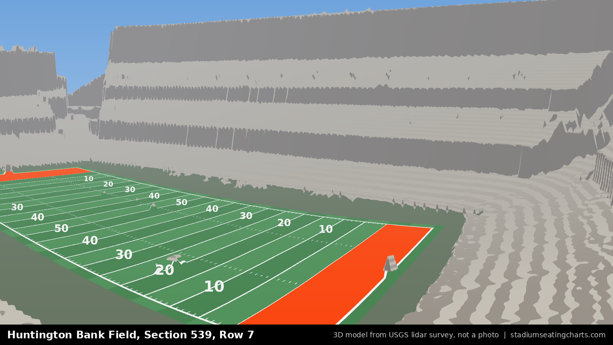 View from Huntington Bank Field Section 539, Row 7, looking toward the field