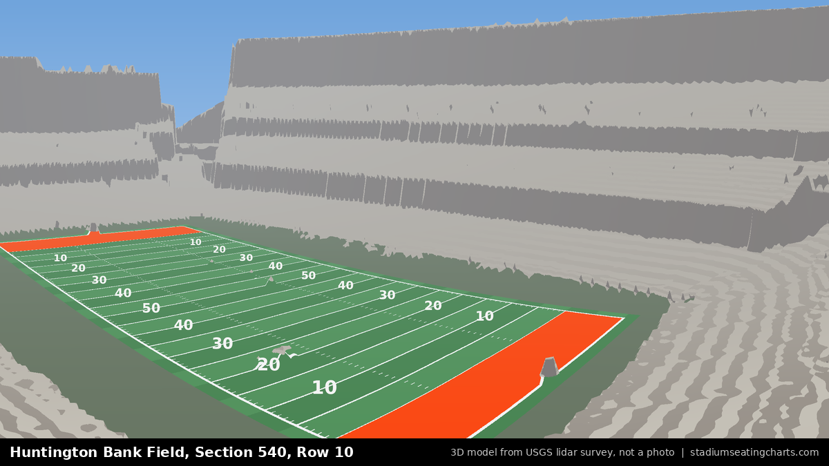 View from Huntington Bank Field Section 540, Row 10, looking toward the field