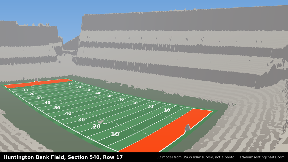 View from Huntington Bank Field Section 540, Row 17, looking toward the field