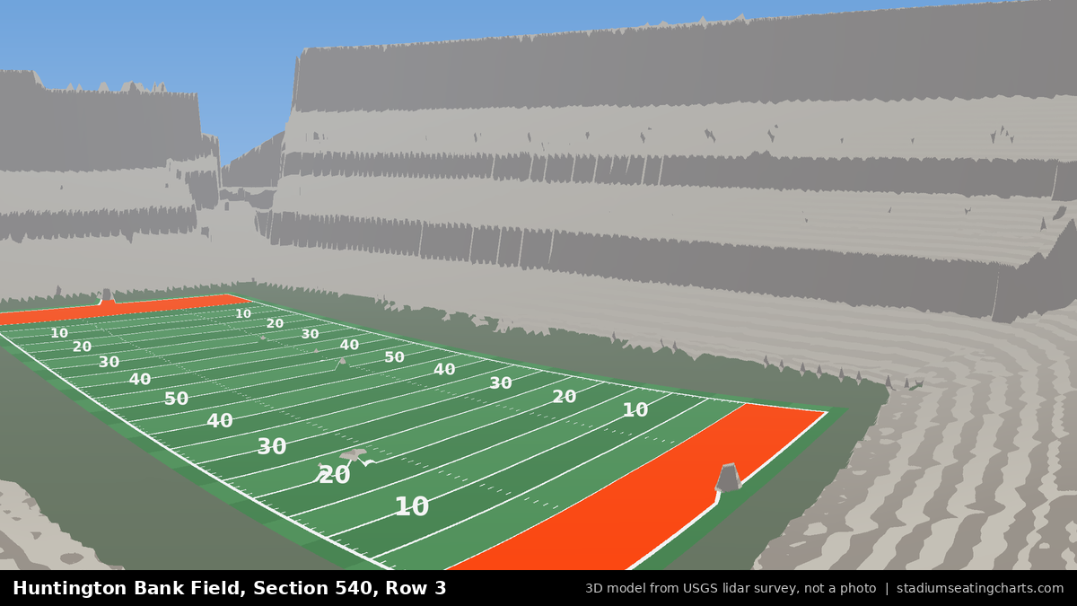View from Huntington Bank Field Section 540, Row 3, looking toward the field