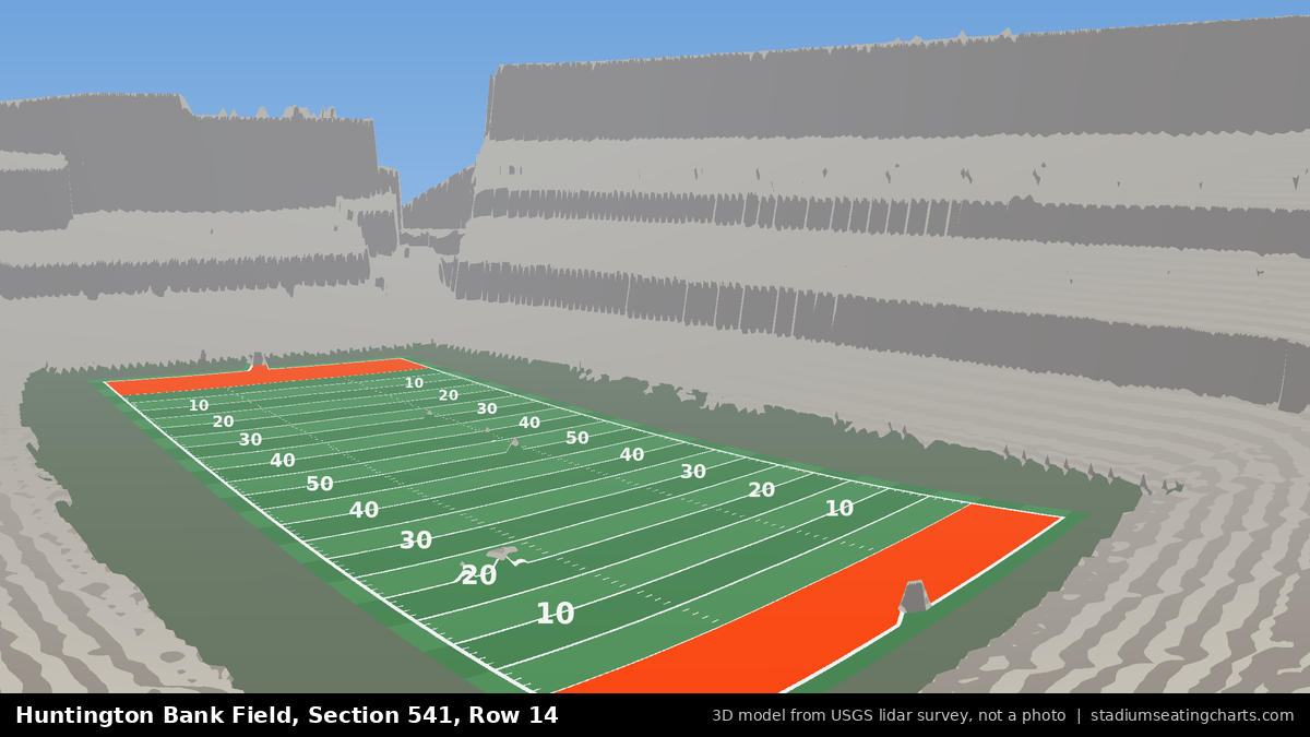 View from Huntington Bank Field Section 541, Row 14, looking toward the field