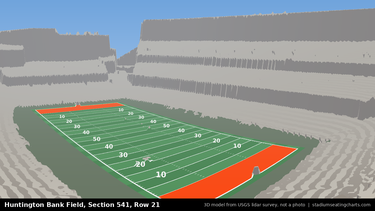 View from Huntington Bank Field Section 541, Row 21, looking toward the field