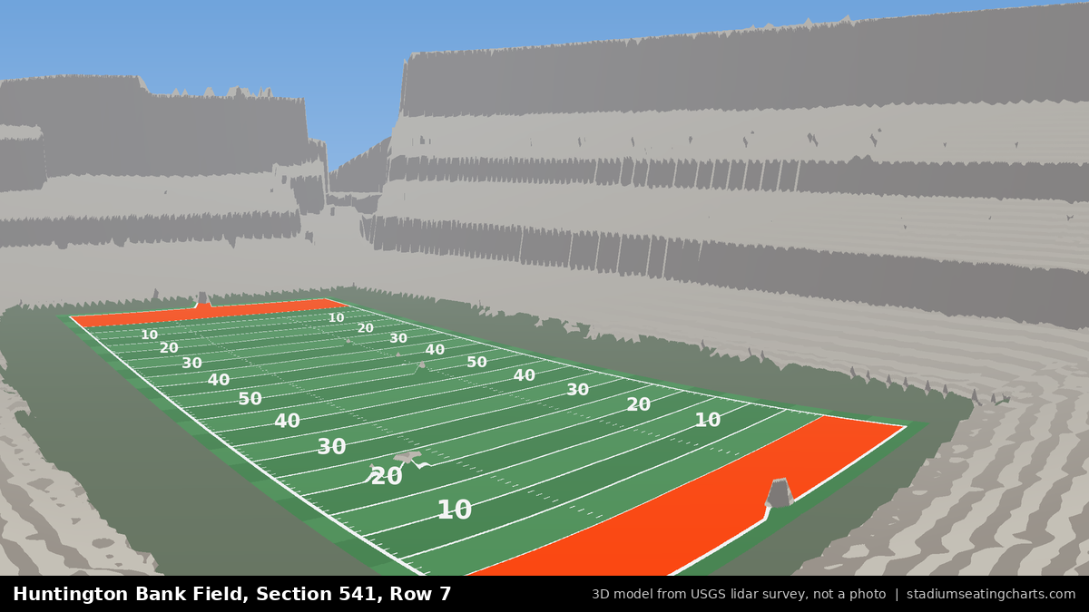 View from Huntington Bank Field Section 541, Row 7, looking toward the field