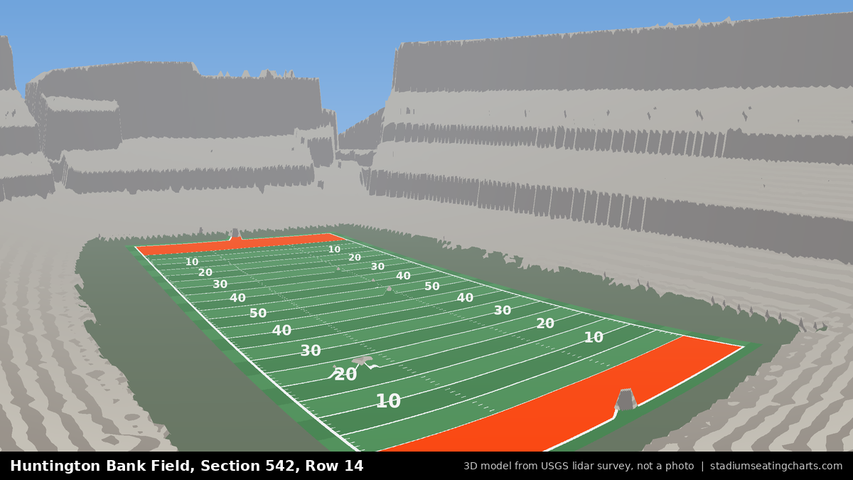 View from Huntington Bank Field Section 542, Row 14, looking toward the field