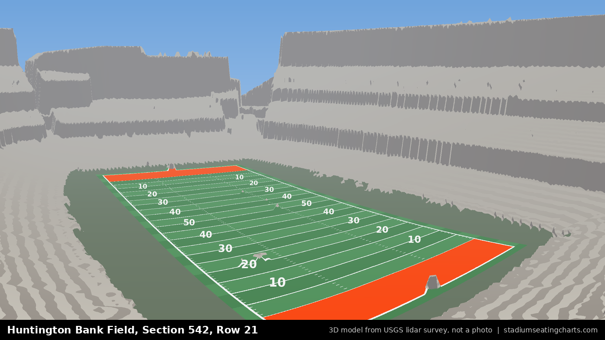 View from Huntington Bank Field Section 542, Row 21, looking toward the field