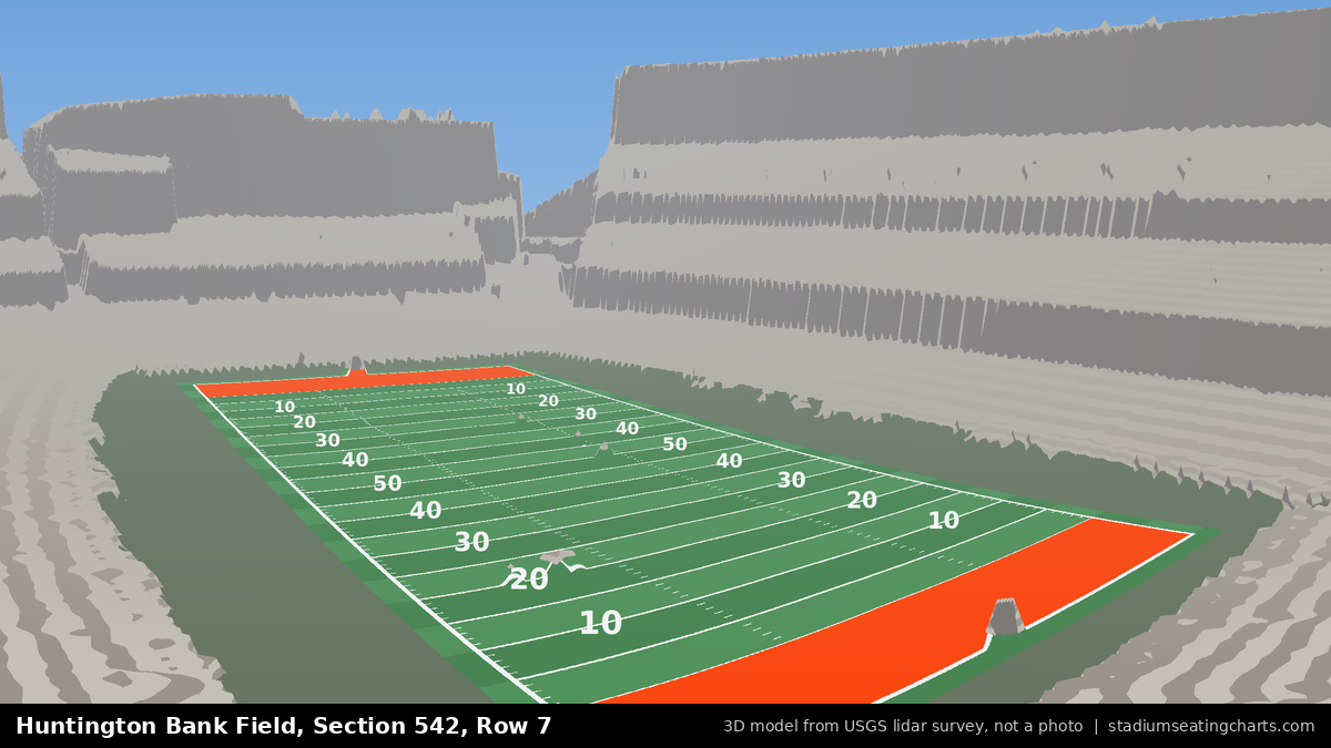 View from Huntington Bank Field Section 542, Row 7, looking toward the field