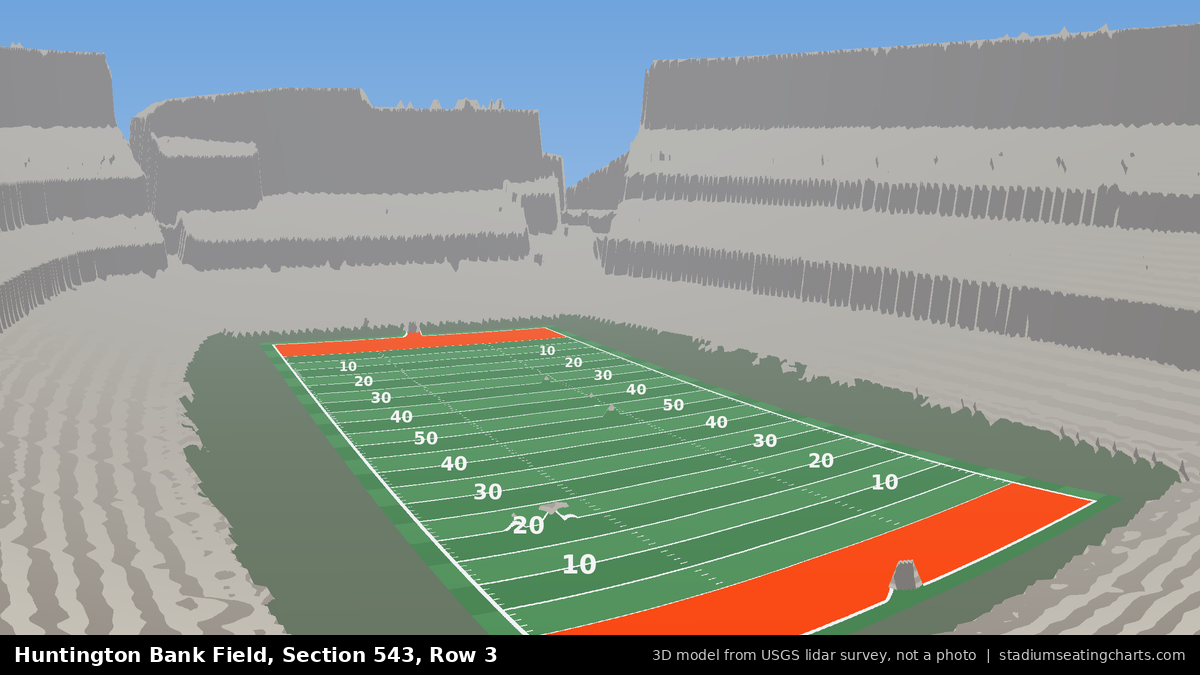 View from Huntington Bank Field Section 543, Row 3, looking toward the field