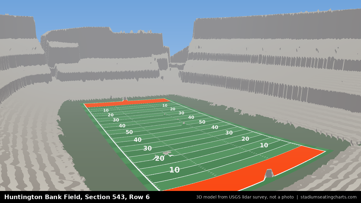 View from Huntington Bank Field Section 543, Row 6, looking toward the field