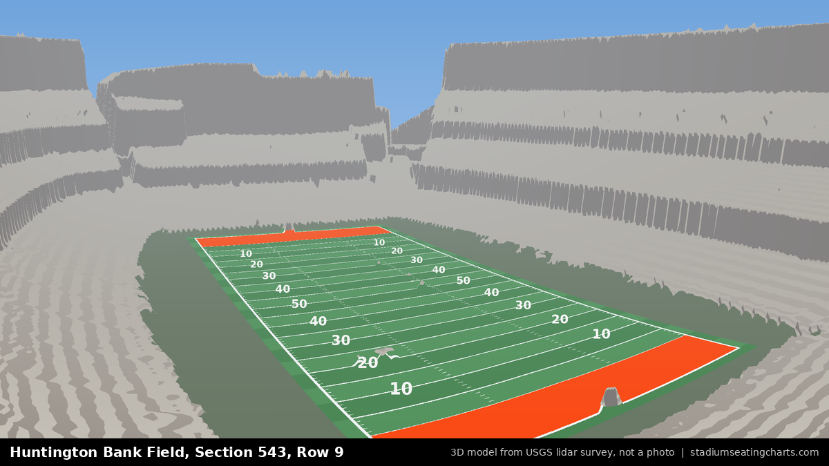 View from Huntington Bank Field Section 543, Row 9, looking toward the field