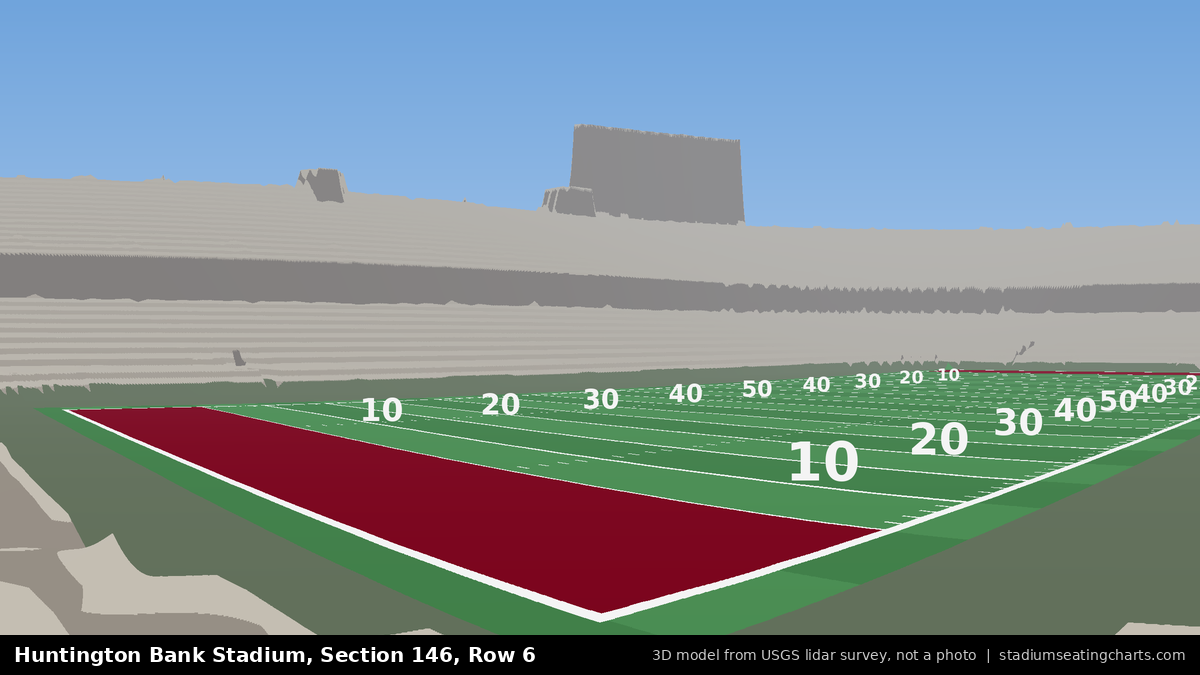 View from Huntington Bank Stadium Section 146, Row 6, looking toward the field