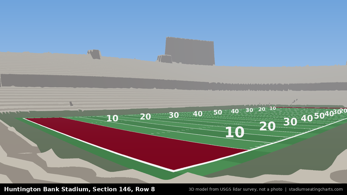 View from Huntington Bank Stadium Section 146, Row 8, looking toward the field
