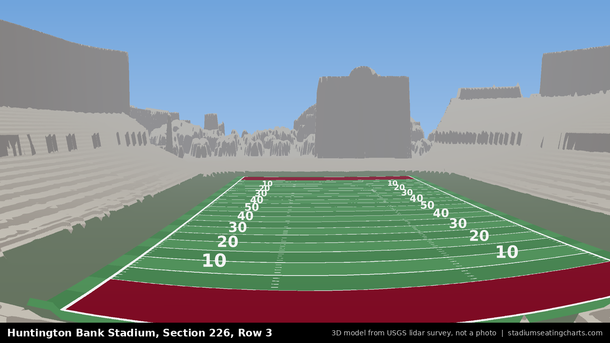 View from Huntington Bank Stadium Section 226, Row 3, looking toward the field