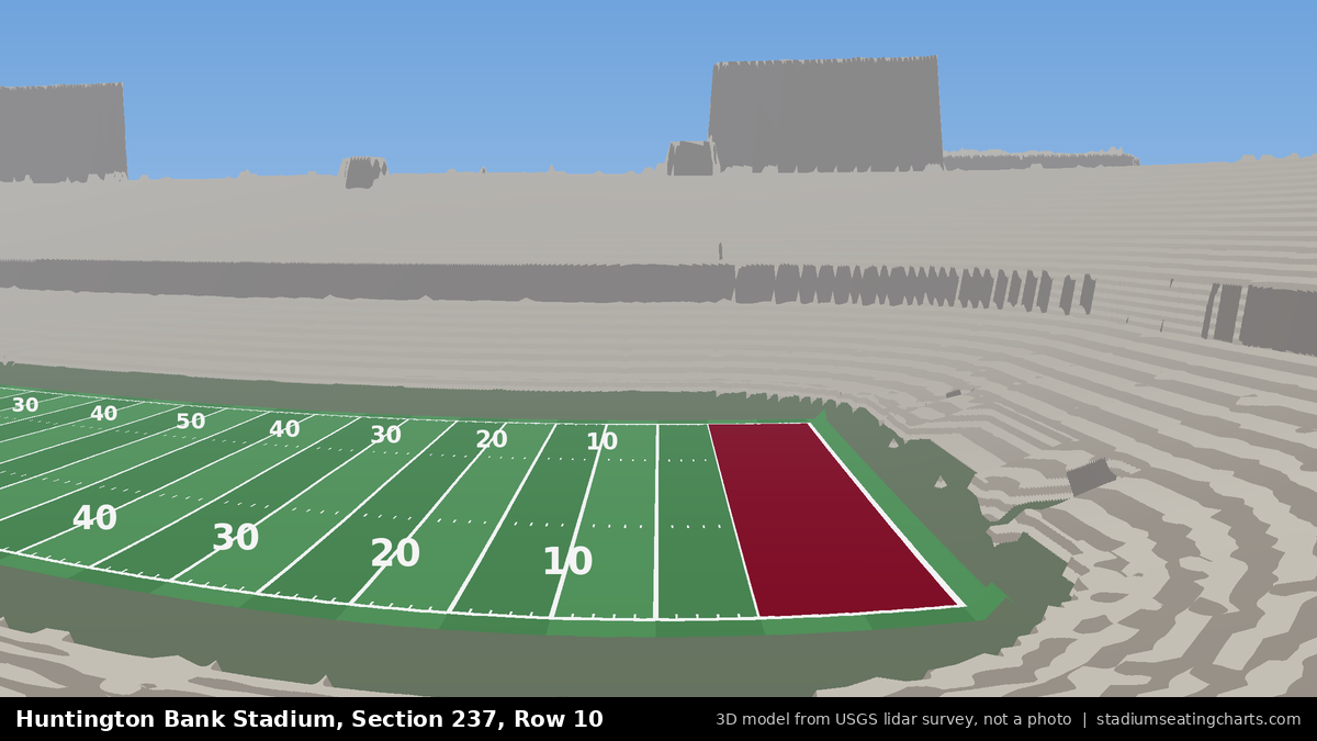 View from Huntington Bank Stadium Section 237, Row 10, looking toward the field