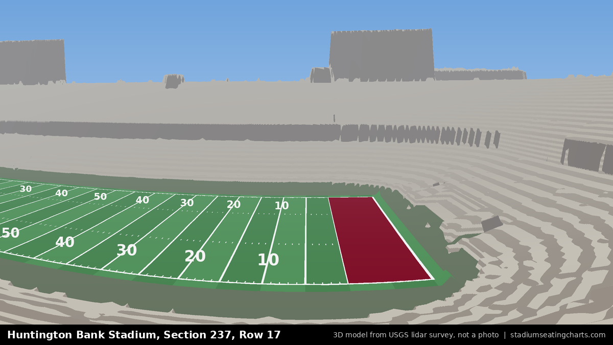 View from Huntington Bank Stadium Section 237, Row 17, looking toward the field