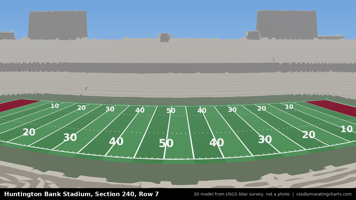 View from Huntington Bank Stadium Section 240, Row 7, looking toward the field