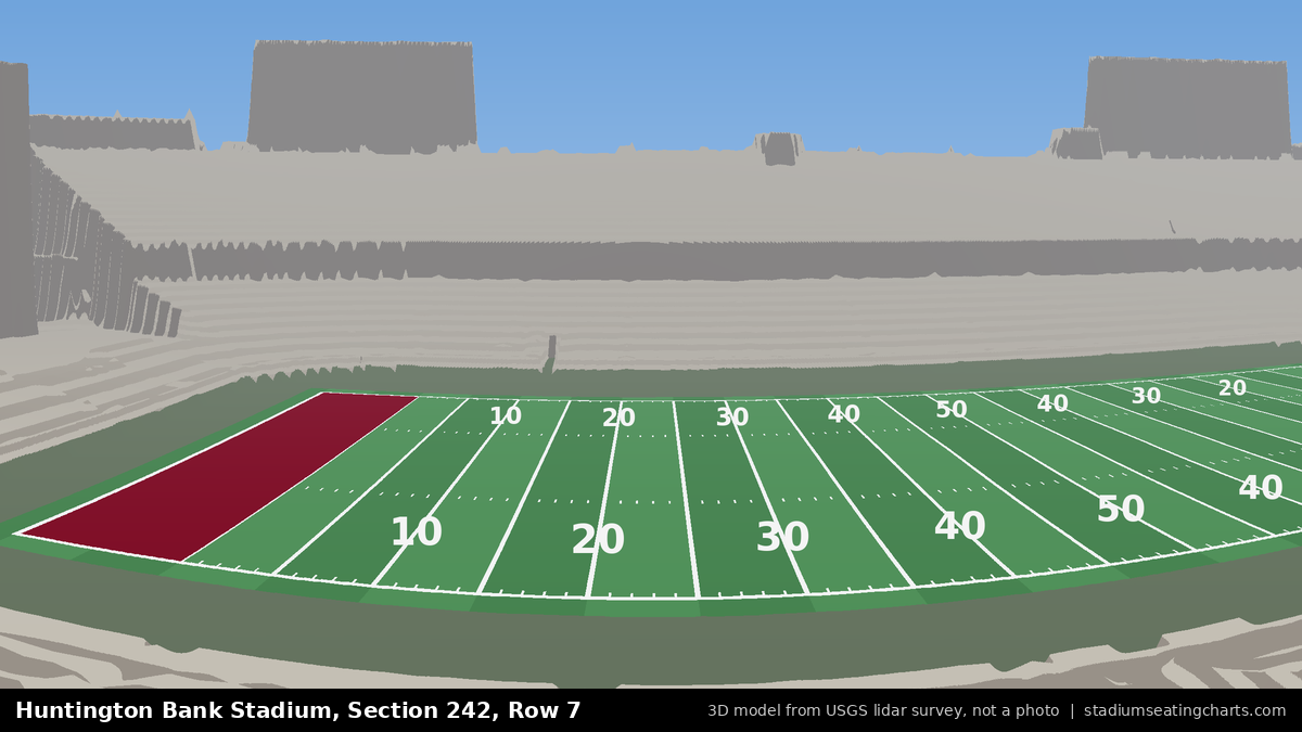 View from Huntington Bank Stadium Section 242, Row 7, looking toward the field