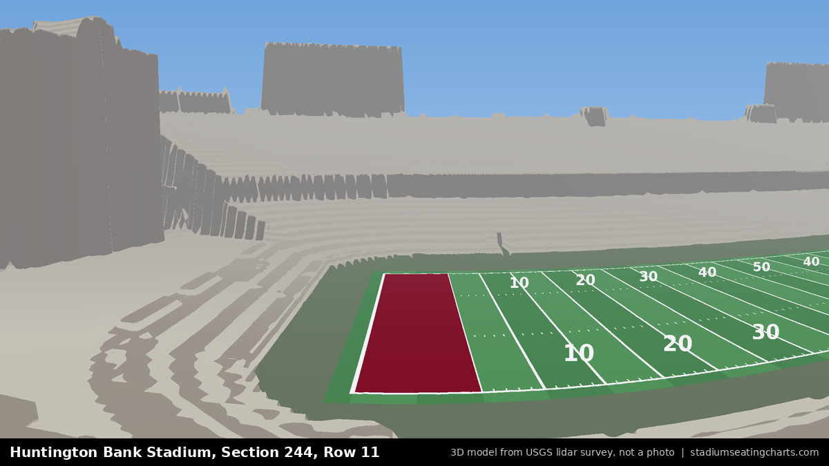 View from Huntington Bank Stadium Section 244, Row 11, looking toward the field