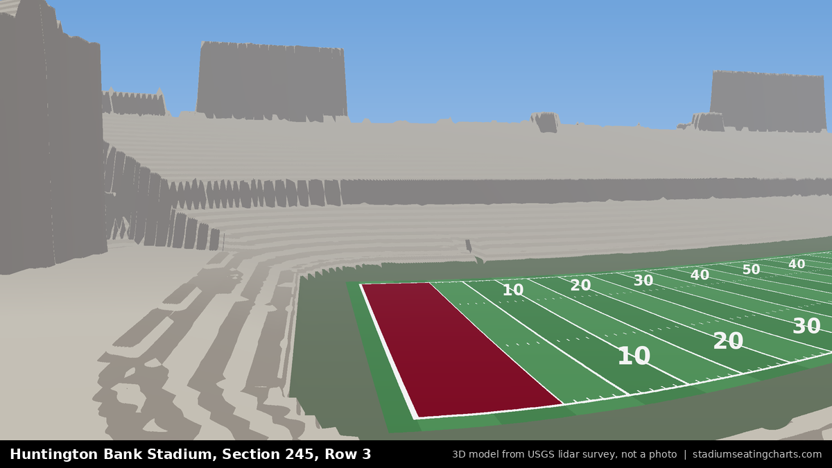 View from Huntington Bank Stadium Section 245, Row 3, looking toward the field